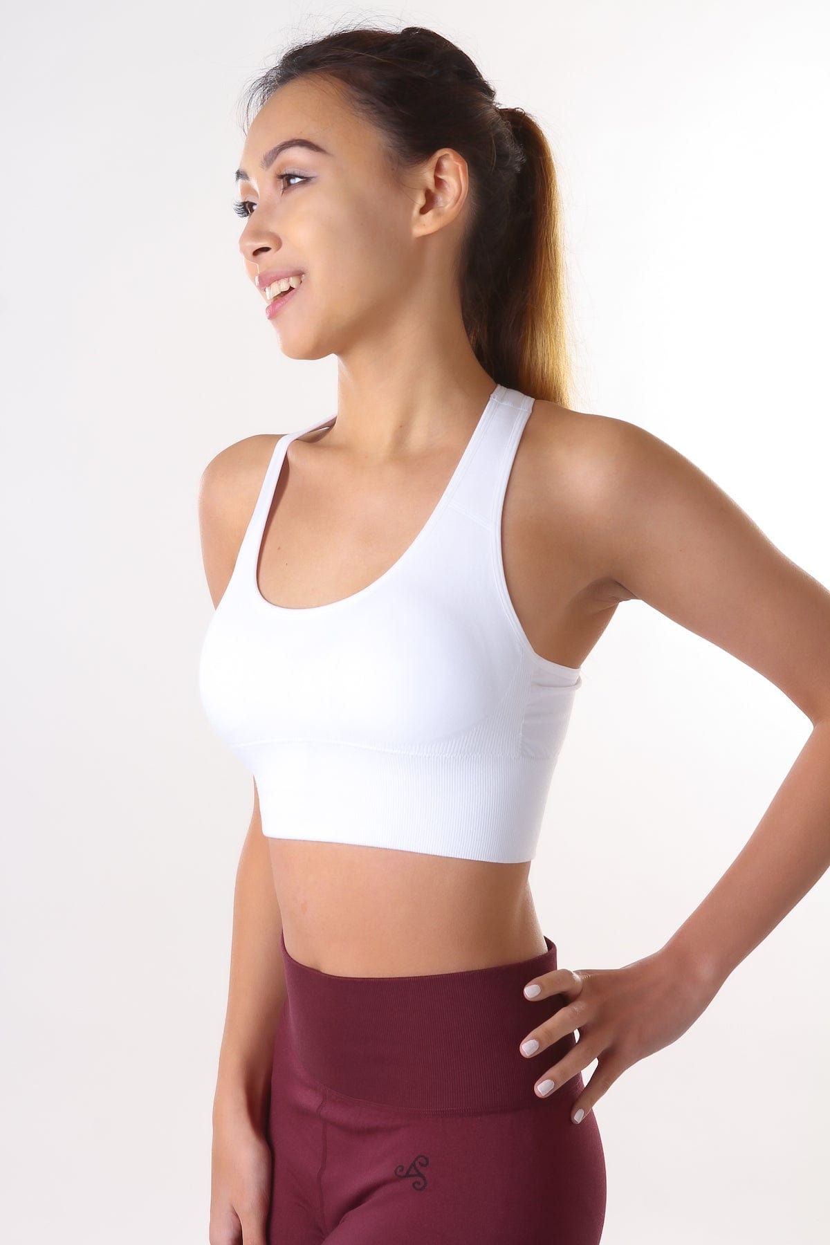 Green Apple Active Aria Racer Bra Top - White White / Medium Aria Racer Bra Top - White